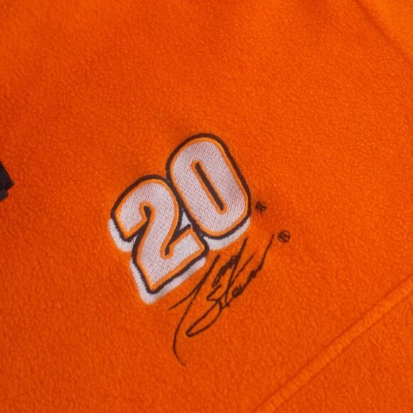Vtg Tony Stewart #20 Orange Nascar Quarter Zip Fleece Sweater L By Competitors - Picture 9 of 11